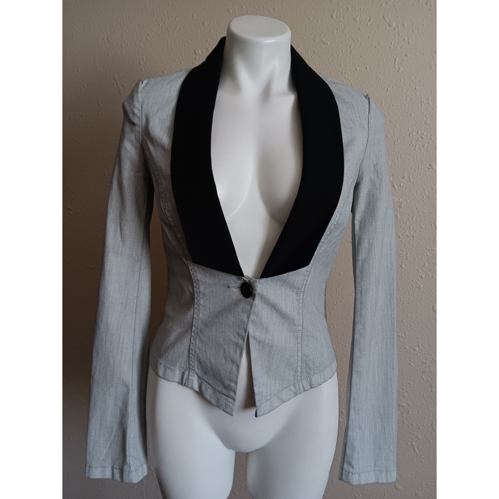 Rock & Republic Light Blue Blazer with Black Shawl Lapel